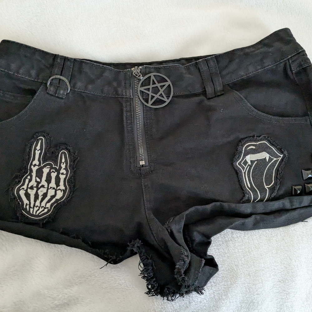 Killstar Black Jean Shorts Distressed Frayed